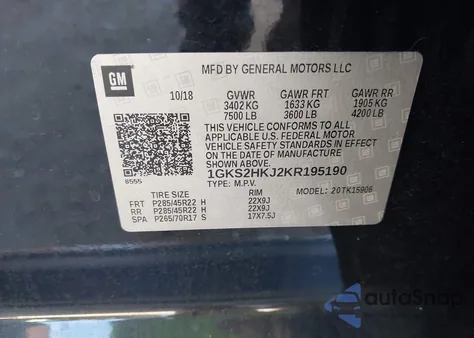 2019 GMC Yukon Xl Denali z USA, uszkodzony, nr VIN 1GKS2HKJ2KR195190